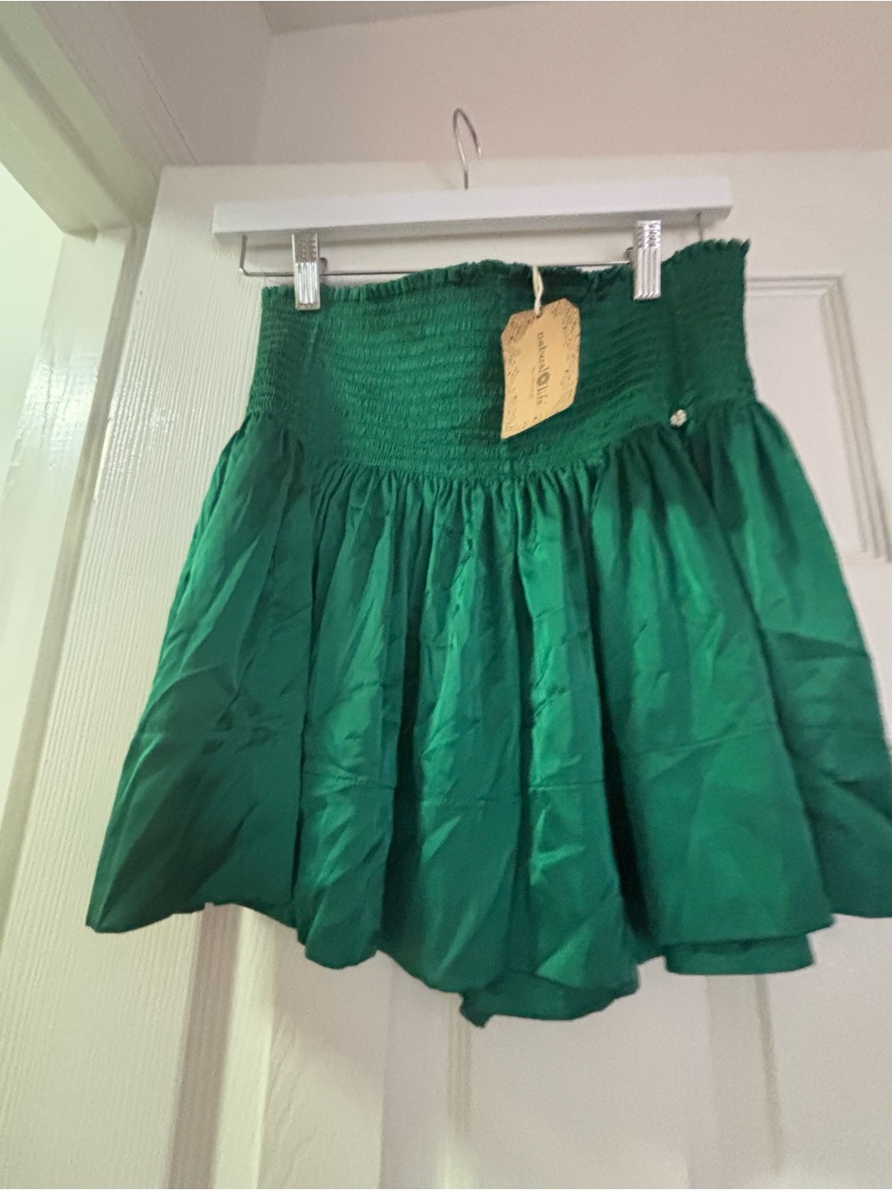 NATURAL LIFE Emerald Green Smocked Waist Mini Skirt